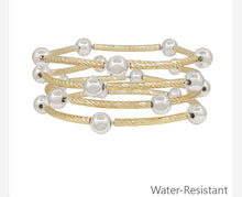 Water Resistant Set of 4 Gold Piping and Stretch Bracelets