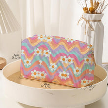 Wavy Flowers Corduroy Make Up Pouch