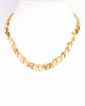 Metal Fringe Necklace Worn Gold