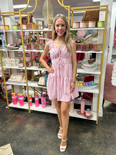 Right On Time Dress pink striped