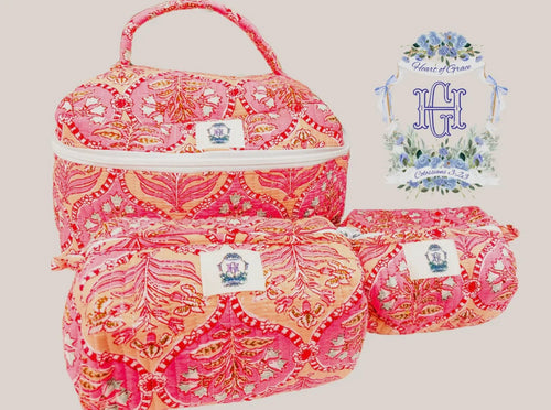 Pink Trellis Dream Quilted Cosmetic Bags