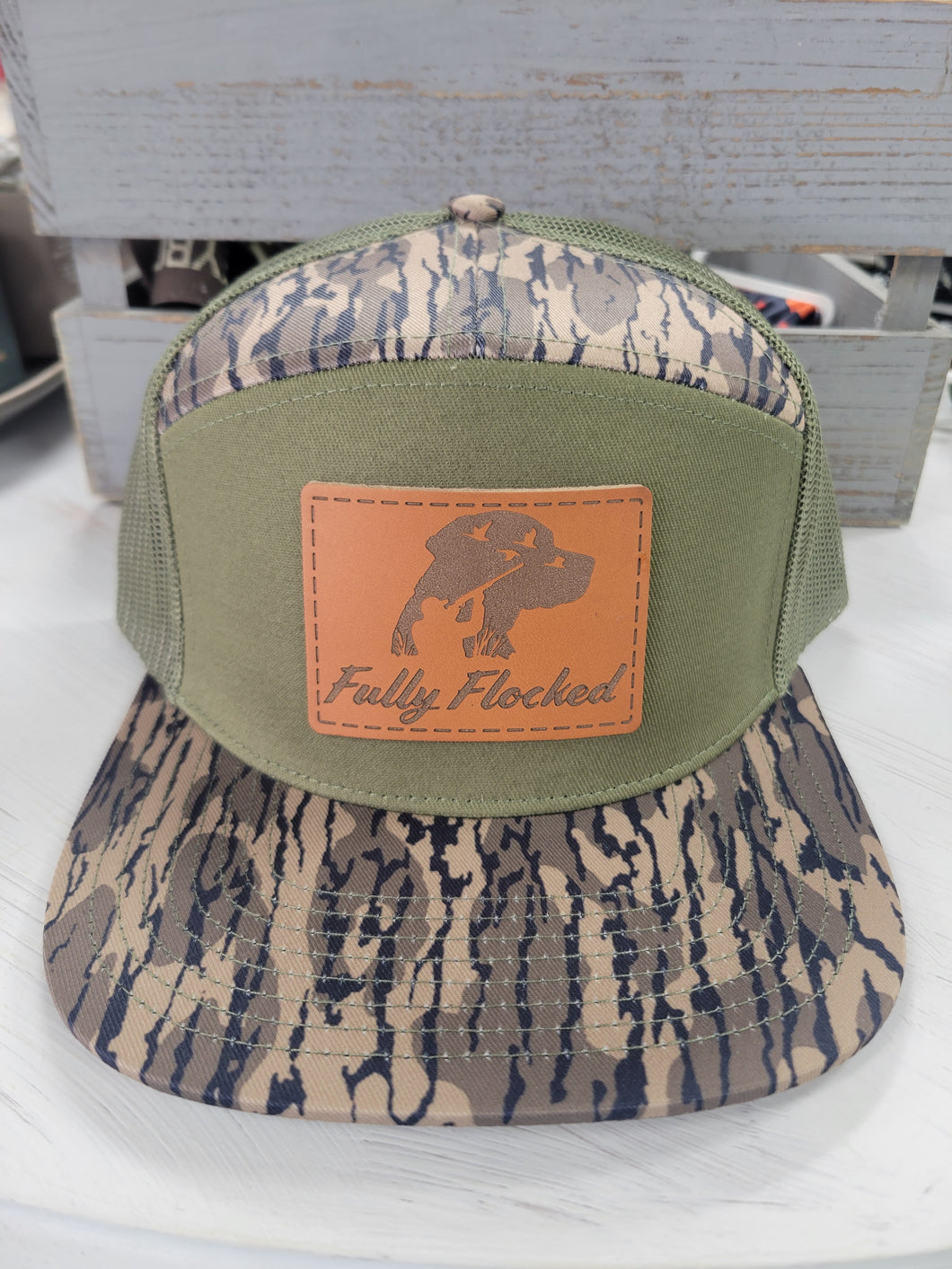 Fully Flocked Leather Dog Patch Hat