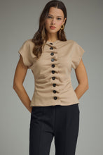 Never Without You Top Taupe Entro with buttons