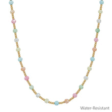 Water Resistant Gold and Multi Crystal Beaded 16"-18" Necklace