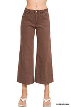 Mid Rise Wide Leg Cropped Denim Pants
