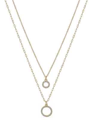 Pave' Circle Layered Necklace
