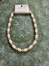 White Acrylic and Gold Beaded Necklace