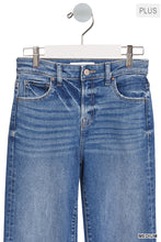 Plus distressed hem denim pants