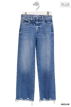 Plus distressed hem denim pants