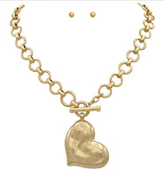 Textured Heart Necklace Set