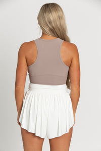 Gold Hinge Taupe Ribbed Yoga Top