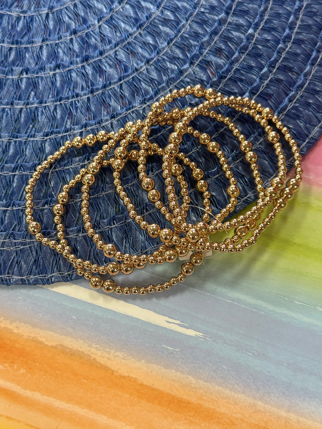 Water Resistant Gold Bead Bracelets