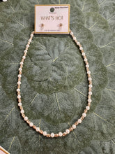 Gold Textured Oval with Pearl Beaded Necklace