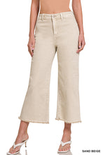 Acid washed high waist frayed hem straight pants