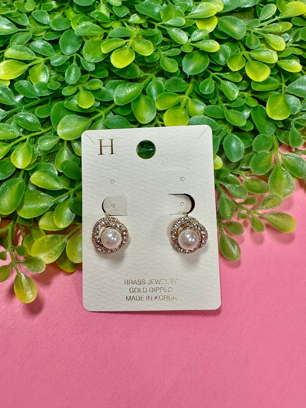 Pearl & Rhinestone Stud Earrings