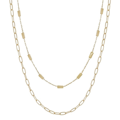 Gold Square Layered Necklace