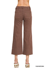 Mid Rise Wide Leg Cropped Denim Pants