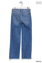 Plus distressed hem denim pants