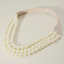 Chunky Bead Triple Layered Faux Leather Magnetic Necklace