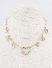 Water Resistant Hearts & Bow Charms Necklace