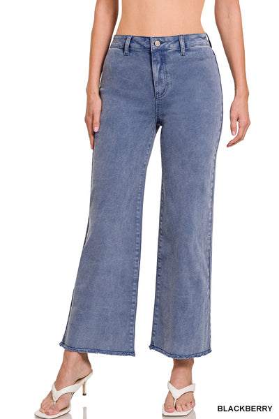 Frayed Straight Wide Leg Jeans