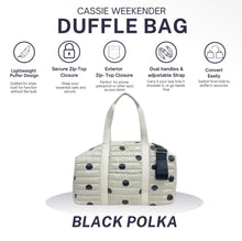 Cassie Weekender Duffel Bag | Black Polkadot