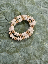 Set of 2 White and Gold Beaded Stretch Bracelets