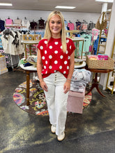 Red and white dot sweatr