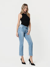 Vervet High Rise Frayed Uneven Raw Hem Kick Flare Jeans