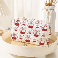 Cherry Bows Corduroy Make Up Pouch