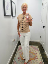 Never Without You Top Taupe Entro with buttons