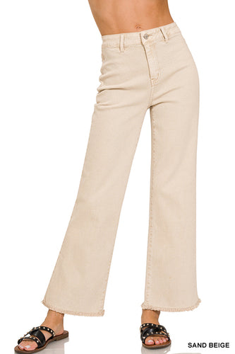 Frayed Straight Wide Leg Jeans