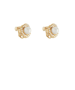 Pearl & Rhinestone Stud Earrings