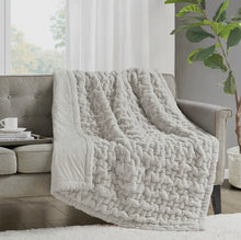 Soft Warm Ruched Faux Fur Throw Blanket
