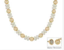 White Acrylic and Gold Beaded Necklace