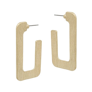 Worn Gold Rectangle Earrings