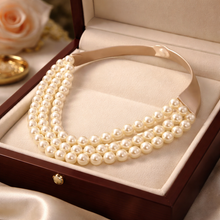 Chunky Bead Triple Layered Faux Leather Magnetic Necklace