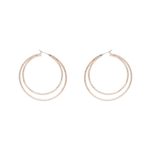 Gold Textured Layered  Hoop Earrings