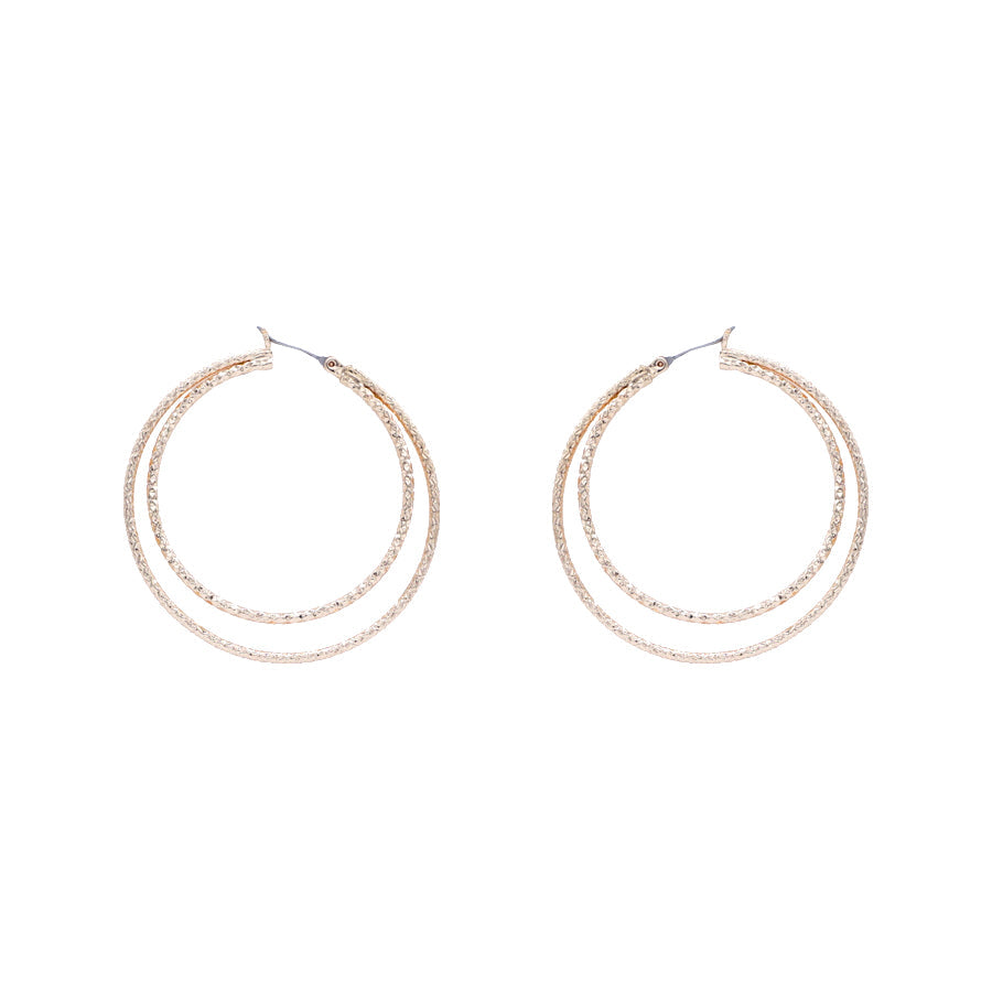 Gold Textured Layered  Hoop Earrings