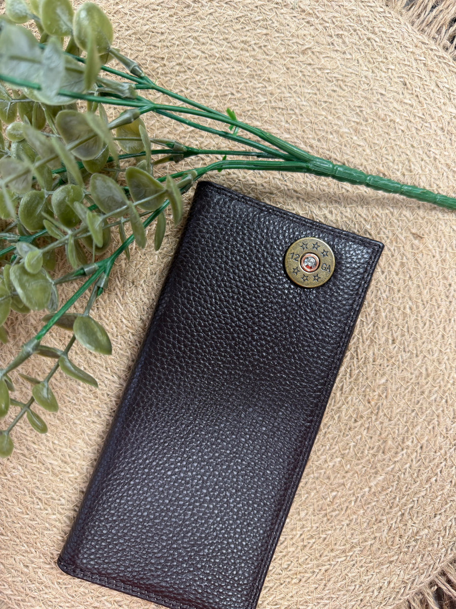 Men's Shot Shell Long Wallet Pebble Brown – Glam Doll & Co.