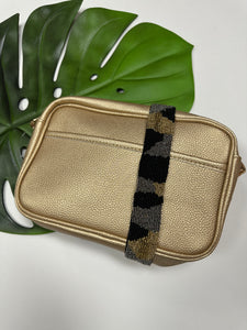 Gold Camera Bag With Beaded Strap