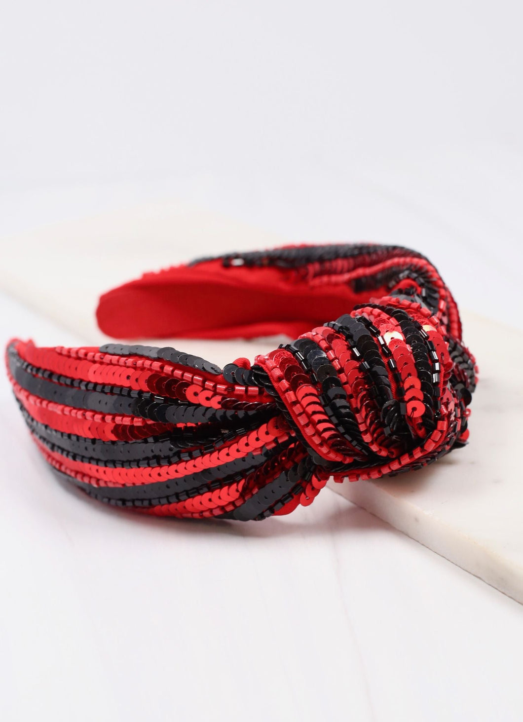 Red & Black Sequin Headband
