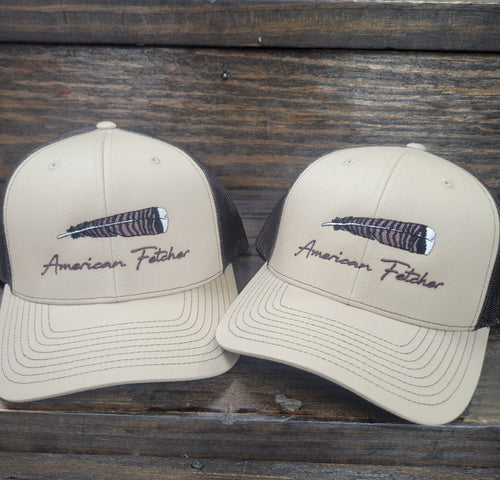 American Fetcher Khaki and Brown Feather Hat