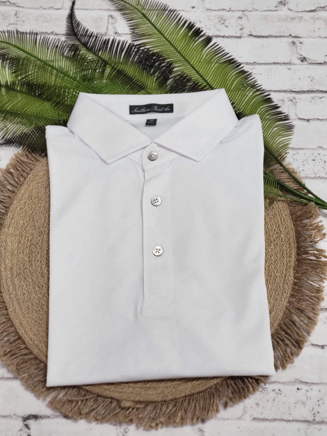 Southern Point White Performance Polo