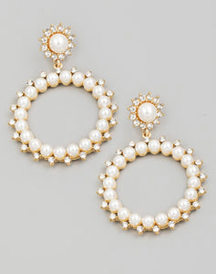 Pearl Studded Circle Earrings