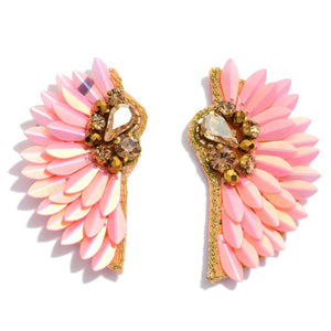 Pink Sequin Wing Earrings