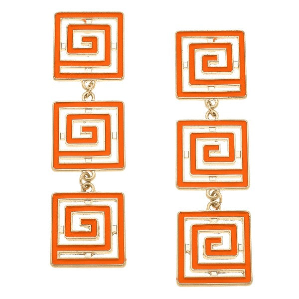 Orange Linked Earrings