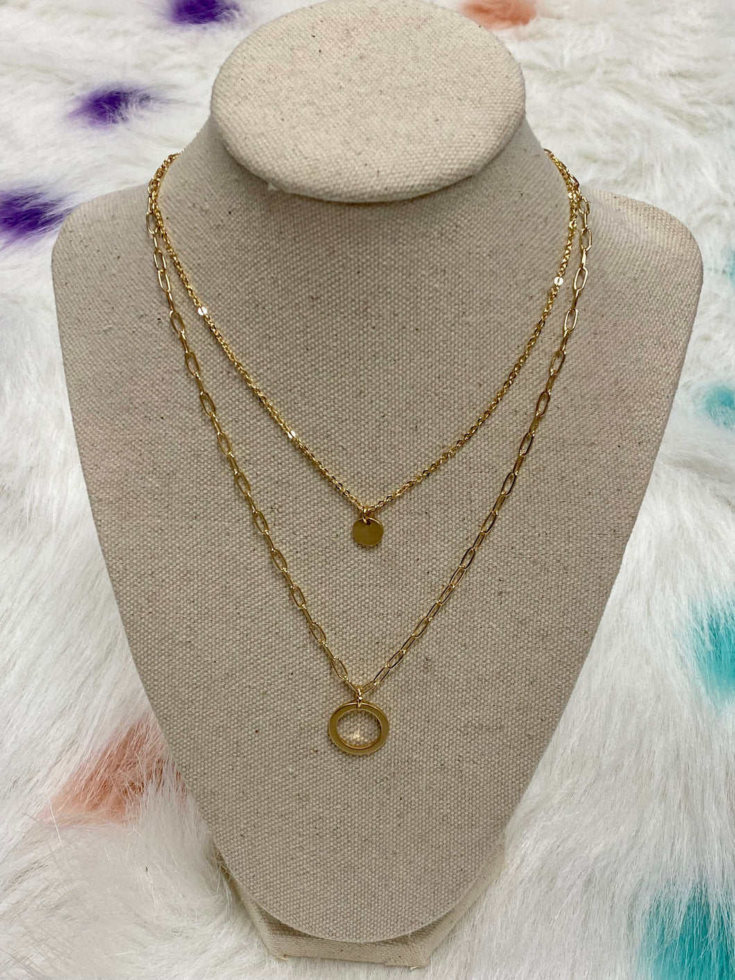 Matte Gold Double Layer Necklace